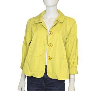 Elliott Lauren Soft Chartreuse Cotton Jacket | Size 10